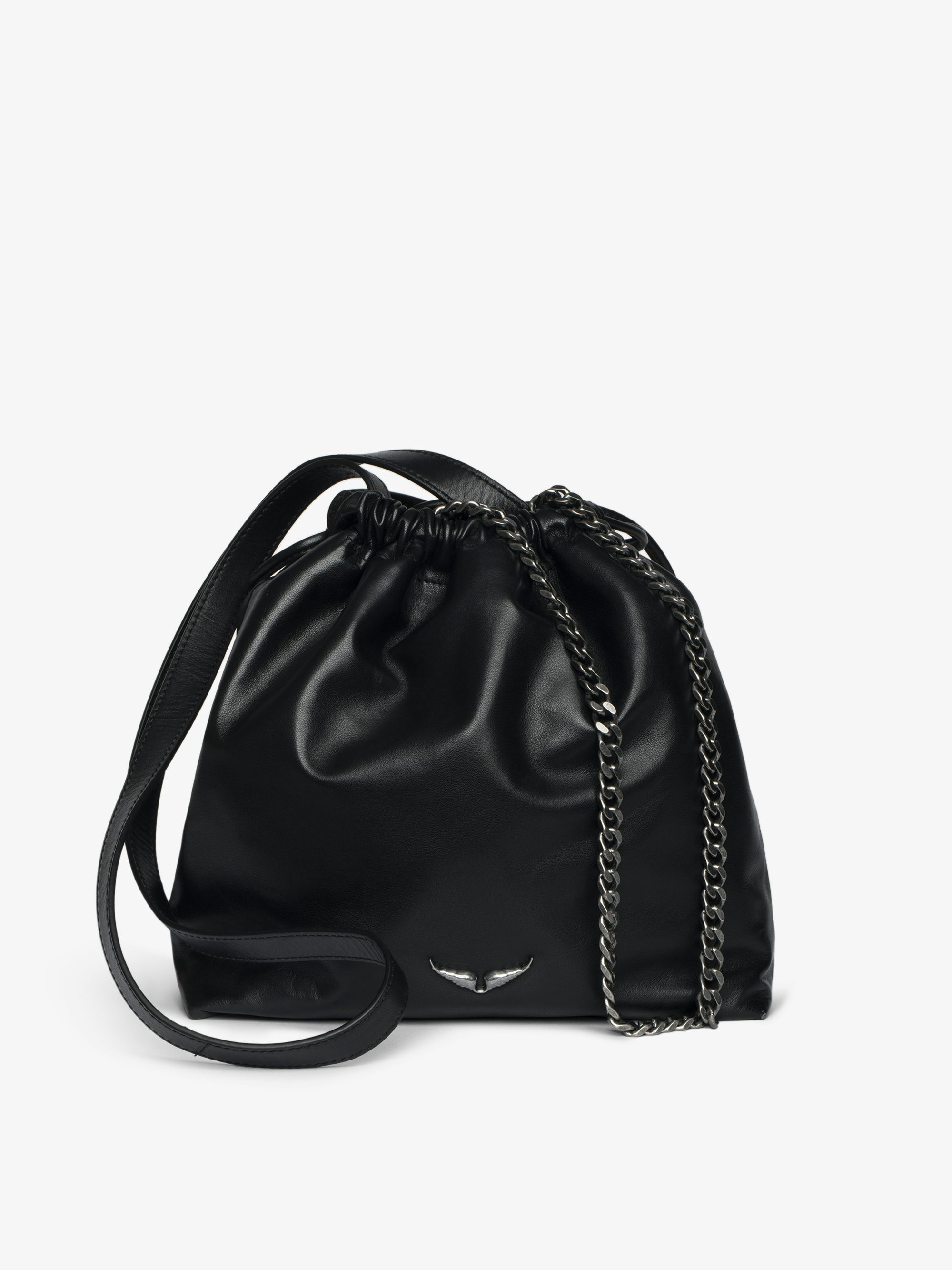 Rock Today Bag - Lambskin leather bag with chain strap and wing signature.